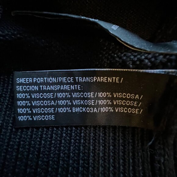 Black Label Ralph Lauren Size XS Black Sheer Long Sleeve V-Neck Sweater Top - Picture 7 of 16